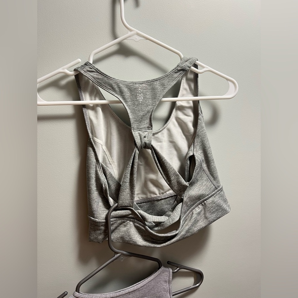 Free People Grey Ribbed Racerback Bralette & Crop Tank Set - Picture 2 of 4